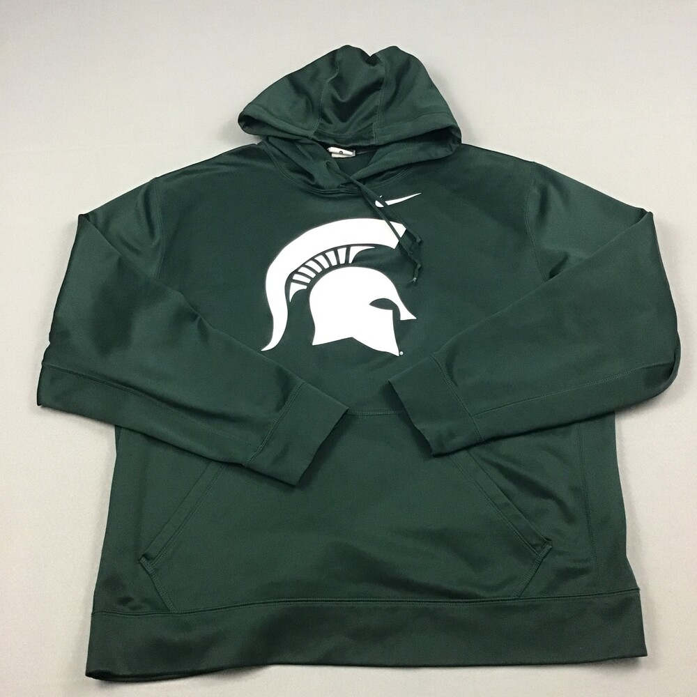 Michigan State Spartans Hoodie Men Extra Large Green Nike Therma Fit Football XL